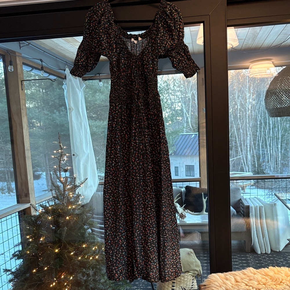 Doen Black Floral Midi Dress